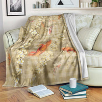 Beige Palaka Hawaiian And Japanese Blanket Sakura Lei With Koi Fish - Polynesian Pride