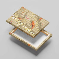 Beige Palaka Hawaiian And Japanese Canvas Wall Art Sakura Lei With Koi Fish - Polynesian Pride