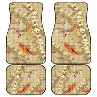 Beige Palaka Hawaiian And Japanese Car Mats Sakura Lei With Koi Fish - Polynesian Pride