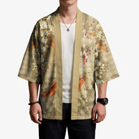 Beige Palaka Hawaiian And Japanese Kimono Sakura Lei With Koi Fish - Polynesian Pride