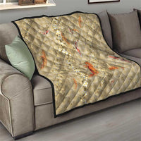 Beige Palaka Hawaiian And Japanese Quilt Sakura Lei With Koi Fish - Polynesian Pride