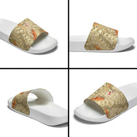 Beige Palaka Hawaiian And Japanese Slide Sandals Sakura Lei With Koi Fish DT05 - Polynesian Pride