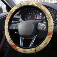 Beige Palaka Hawaiian And Japanese Steering Wheel Cover Sakura Lei With Koi Fish - Polynesian Pride