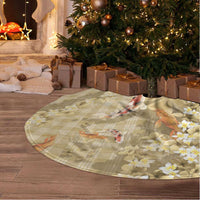 Beige Palaka Hawaiian And Japanese Tree Skirt Sakura Lei With Koi Fish - Polynesian Pride