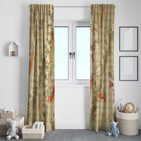 Beige Palaka Hawaiian And Japanese Window Curtain Sakura Lei With Koi Fish - Polynesian Pride