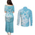 Hawaii Kanaka Maoli Couples Matching Puletasi and Long Sleeve Button Shirt Polynesian Turtle Tattoo