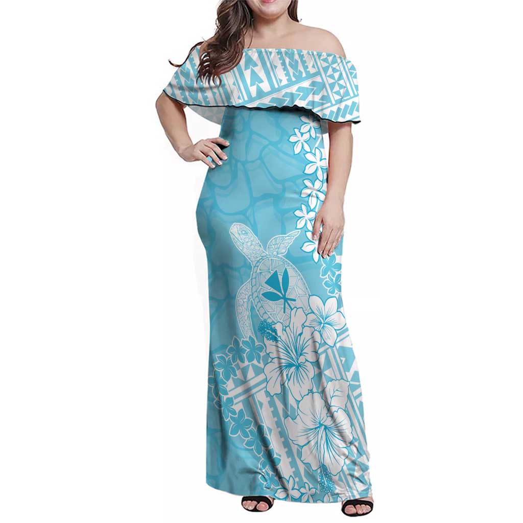 Hawaii Kanaka Maoli Family Matching Off Shoulder Maxi Dress and Hawaiian Shirt Polynesian Turtle Tattoo