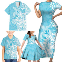 Hawaii Kanaka Maoli Family Matching Short Sleeve Bodycon Dress and Hawaiian Shirt Polynesian Turtle Tattoo