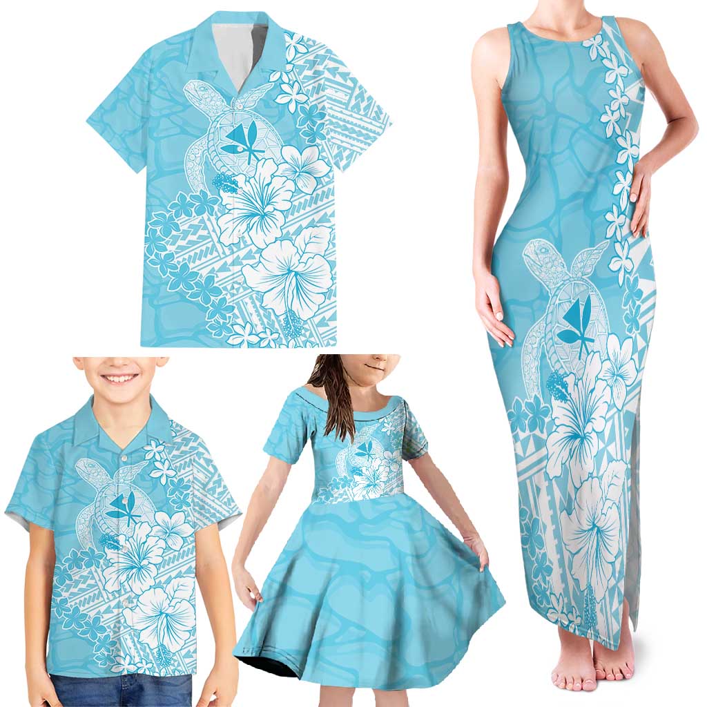 Hawaii Kanaka Maoli Family Matching Tank Maxi Dress and Hawaiian Shirt Polynesian Turtle Tattoo