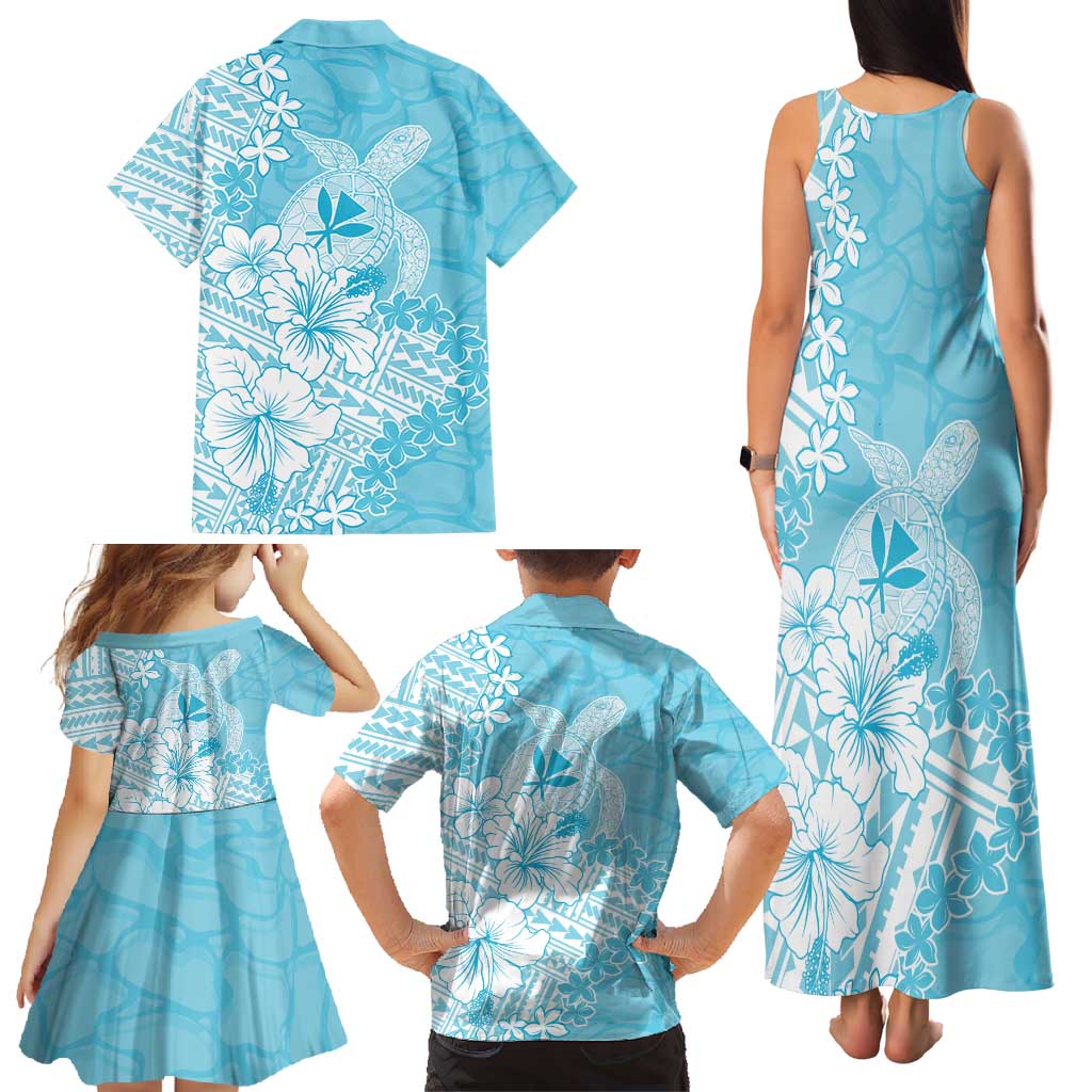 Hawaii Kanaka Maoli Family Matching Tank Maxi Dress and Hawaiian Shirt Polynesian Turtle Tattoo