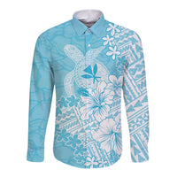 Hawaii Kanaka Maoli Long Sleeve Button Shirt Polynesian Turtle Tattoo