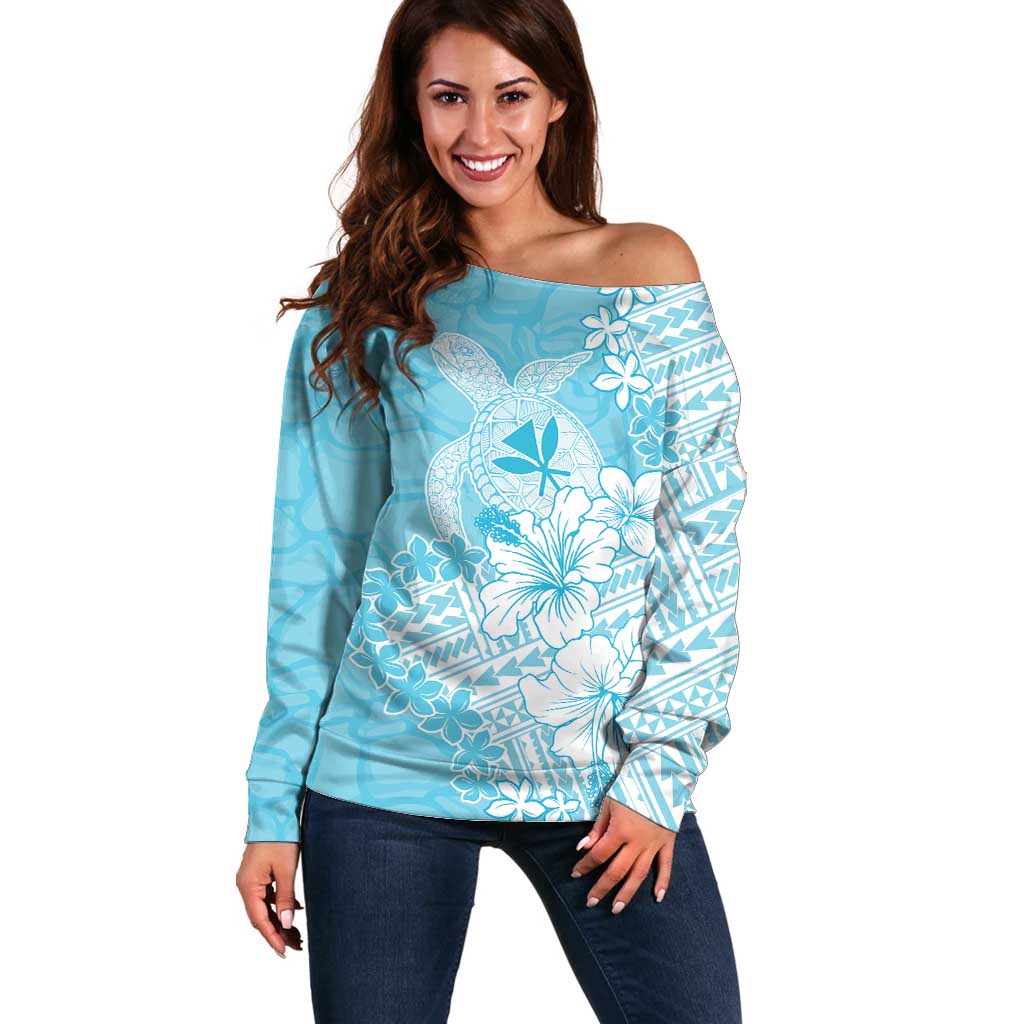 Hawaii Kanaka Maoli Off Shoulder Sweater Polynesian Turtle Tattoo