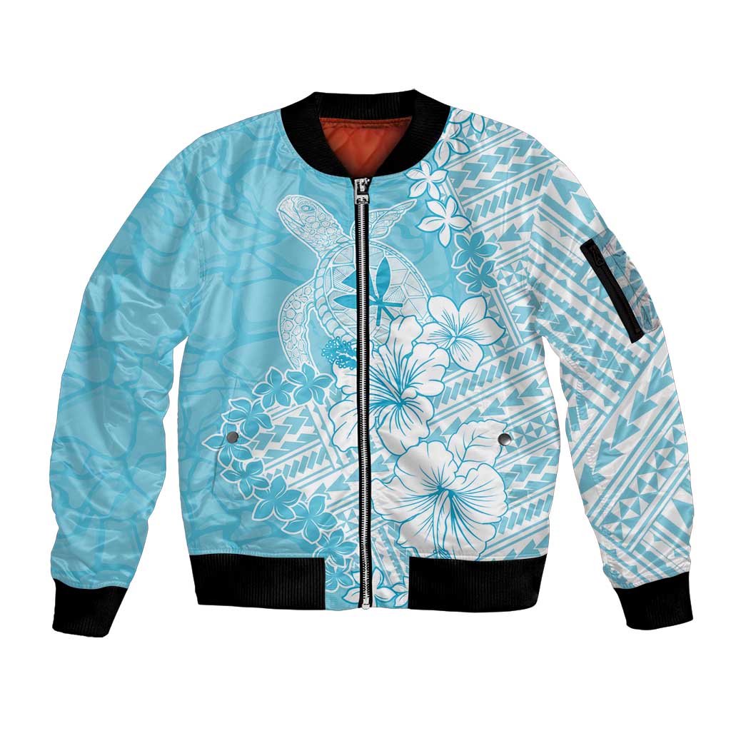 Hawaii Kanaka Maoli Sleeve Zip Bomber Jacket Polynesian Turtle Tattoo