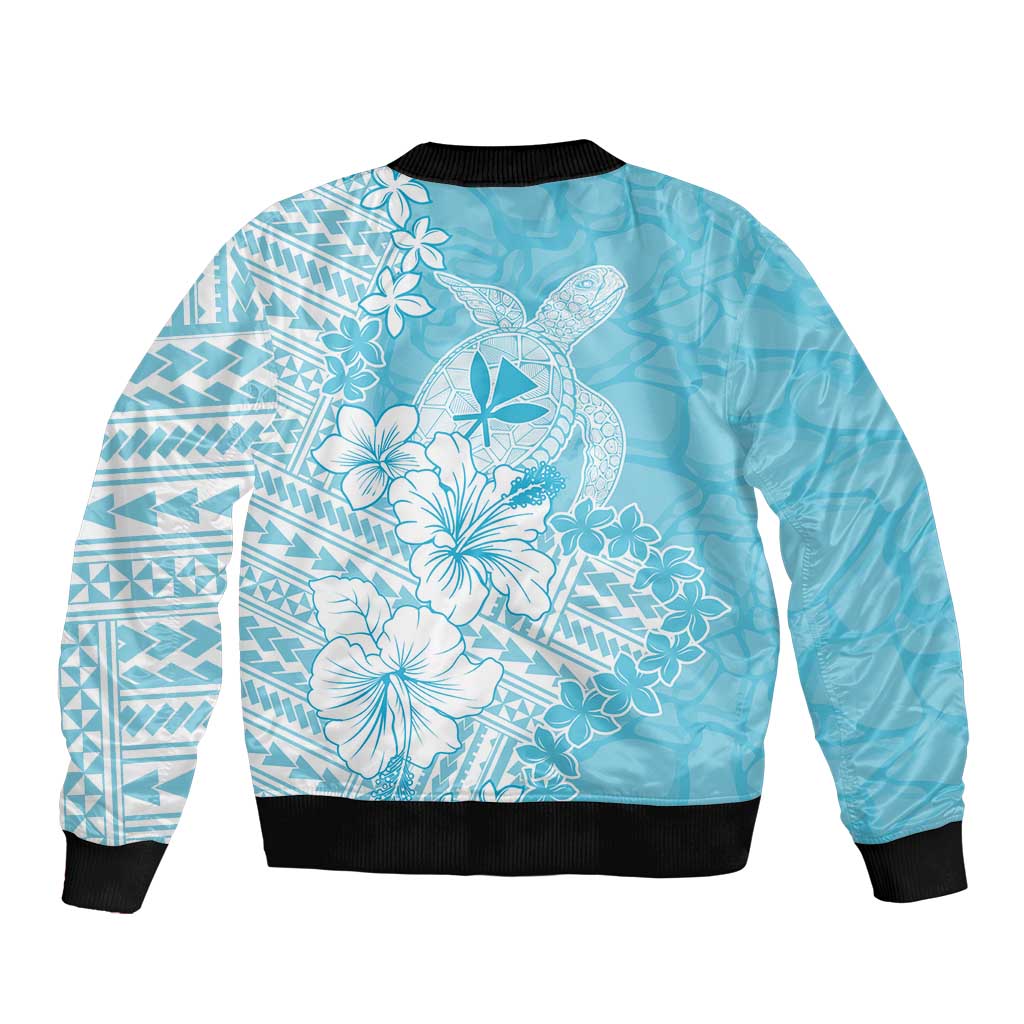 Hawaii Kanaka Maoli Sleeve Zip Bomber Jacket Polynesian Turtle Tattoo