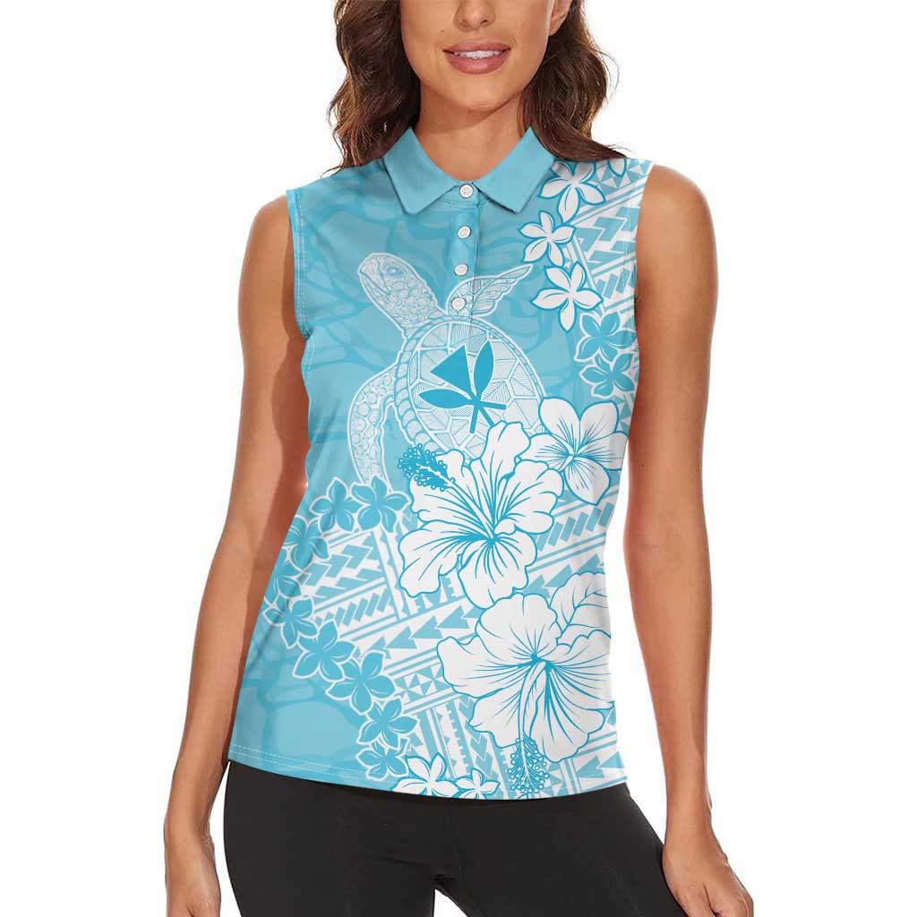 Hawaii Kanaka Maoli Women Sleeveless Polo Shirt Polynesian Turtle Tattoo