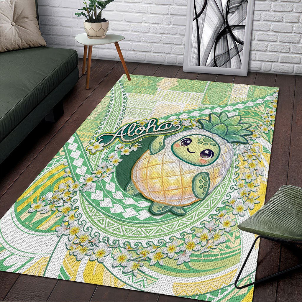 Hawaii Pineapple Area Rug Cute Cosplay Turtle Plumeria Spiral