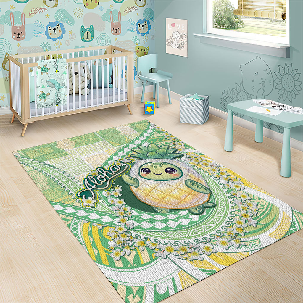 Hawaii Pineapple Area Rug Cute Cosplay Turtle Plumeria Spiral