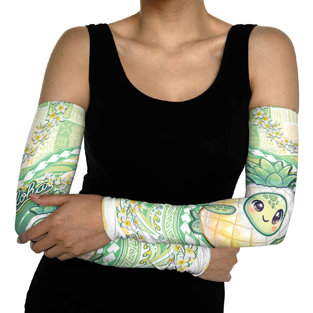 Hawaii Pineapple Arm Sleeves Cute Cosplay Turtle Plumeria Spiral