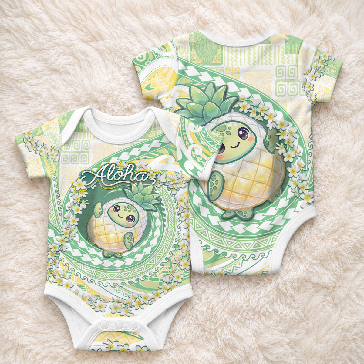 Hawaii Pineapple Baby Onesie Cute Cosplay Turtle Plumeria Spiral