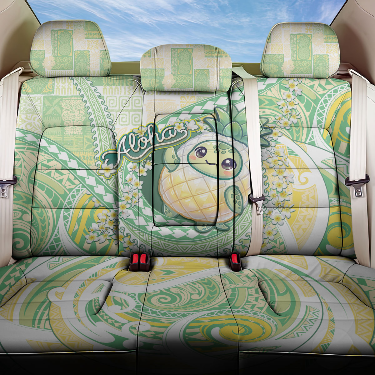 Hawaii Pineapple Back Car Seat Cover Cute Cosplay Turtle Plumeria Spiral
