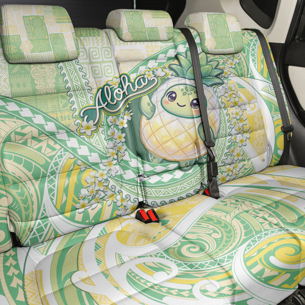 Hawaii Pineapple Back Car Seat Cover Cute Cosplay Turtle Plumeria Spiral