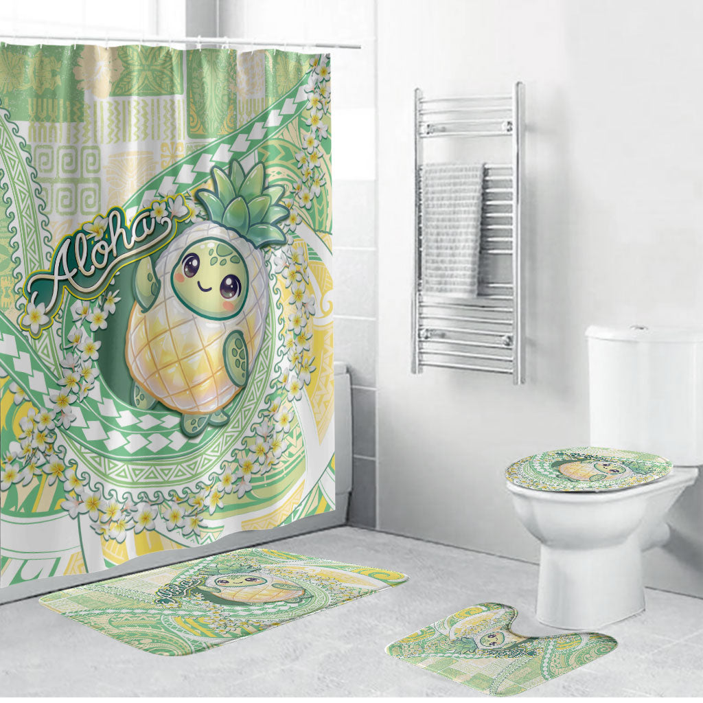 Hawaii Pineapple Bathroom Set Cute Cosplay Turtle Plumeria Spiral