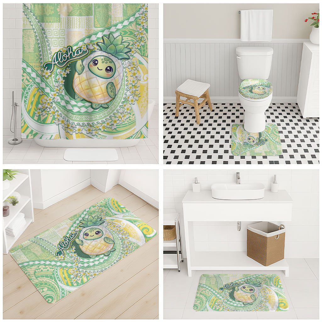 Hawaii Pineapple Bathroom Set Cute Cosplay Turtle Plumeria Spiral