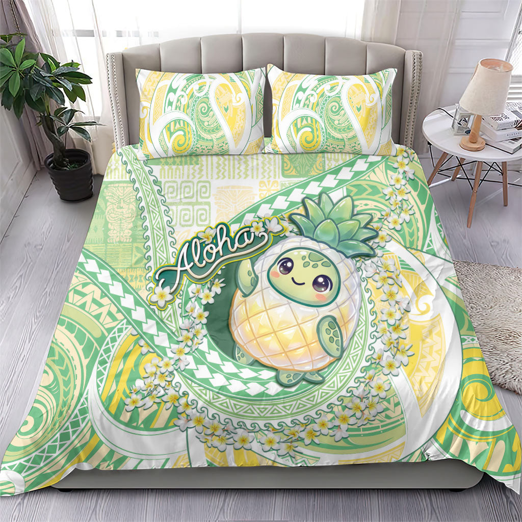 Hawaii Pineapple Bedding Set Cute Cosplay Turtle Plumeria Spiral