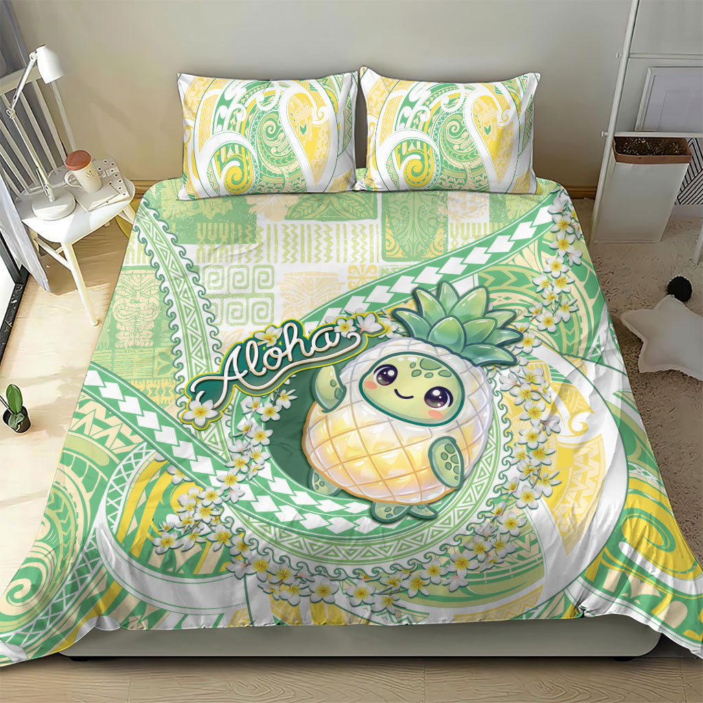 Hawaii Pineapple Bedding Set Cute Cosplay Turtle Plumeria Spiral