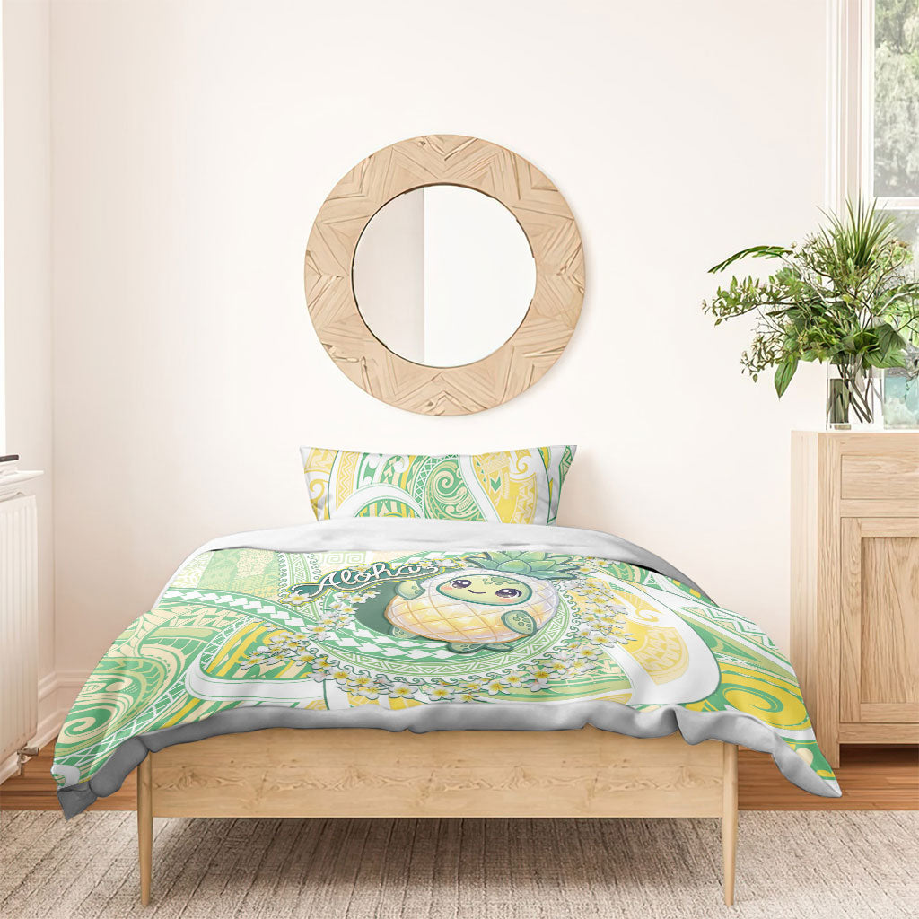 Hawaii Pineapple Bedding Set Cute Cosplay Turtle Plumeria Spiral