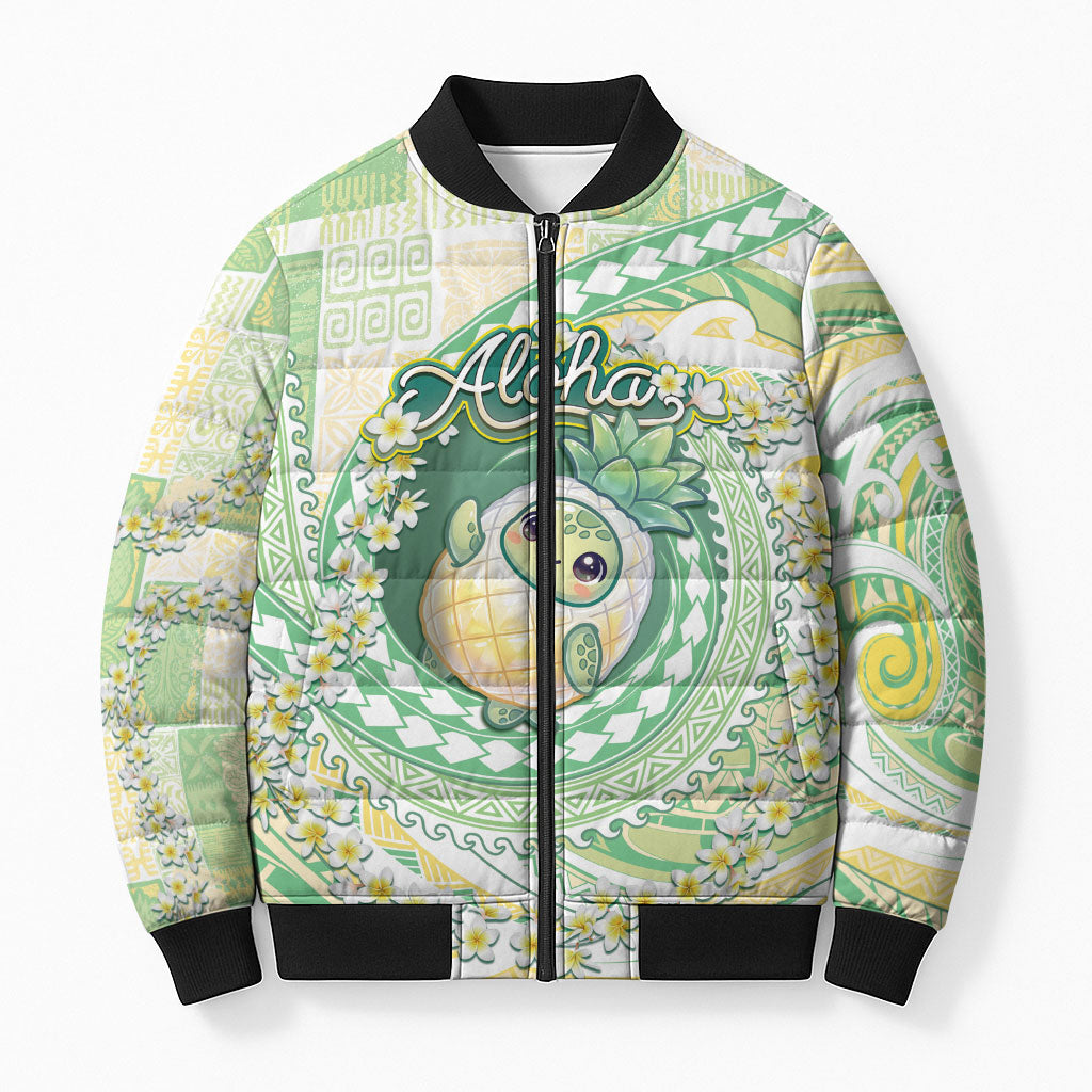 Hawaii Pineapple Bomber Puffer Jacket Cute Cosplay Turtle Plumeria Spiral