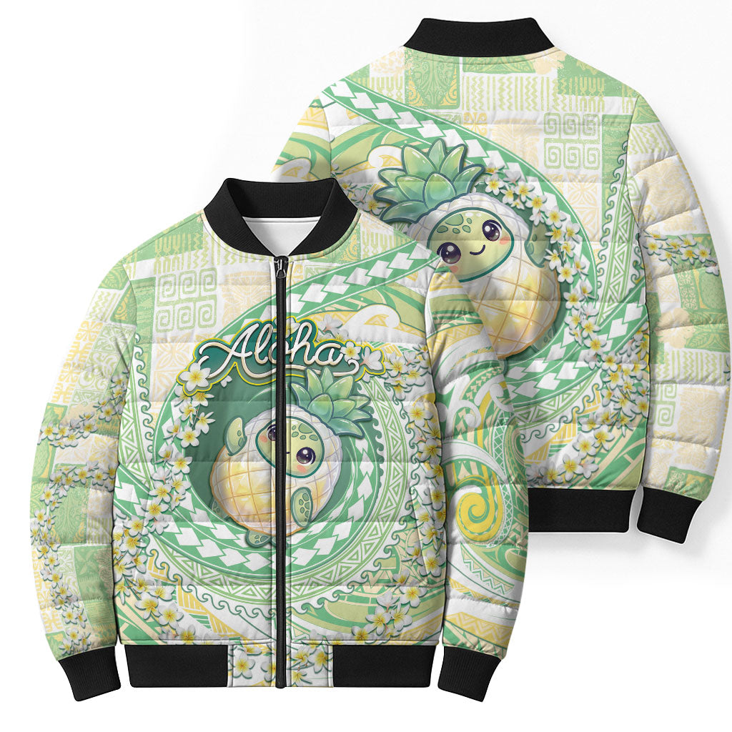 Hawaii Pineapple Bomber Puffer Jacket Cute Cosplay Turtle Plumeria Spiral