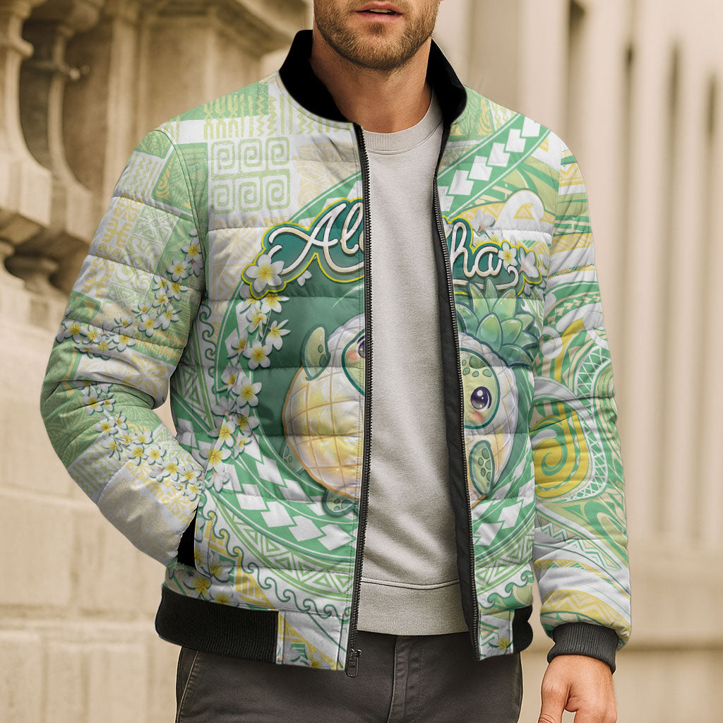 Hawaii Pineapple Bomber Puffer Jacket Cute Cosplay Turtle Plumeria Spiral