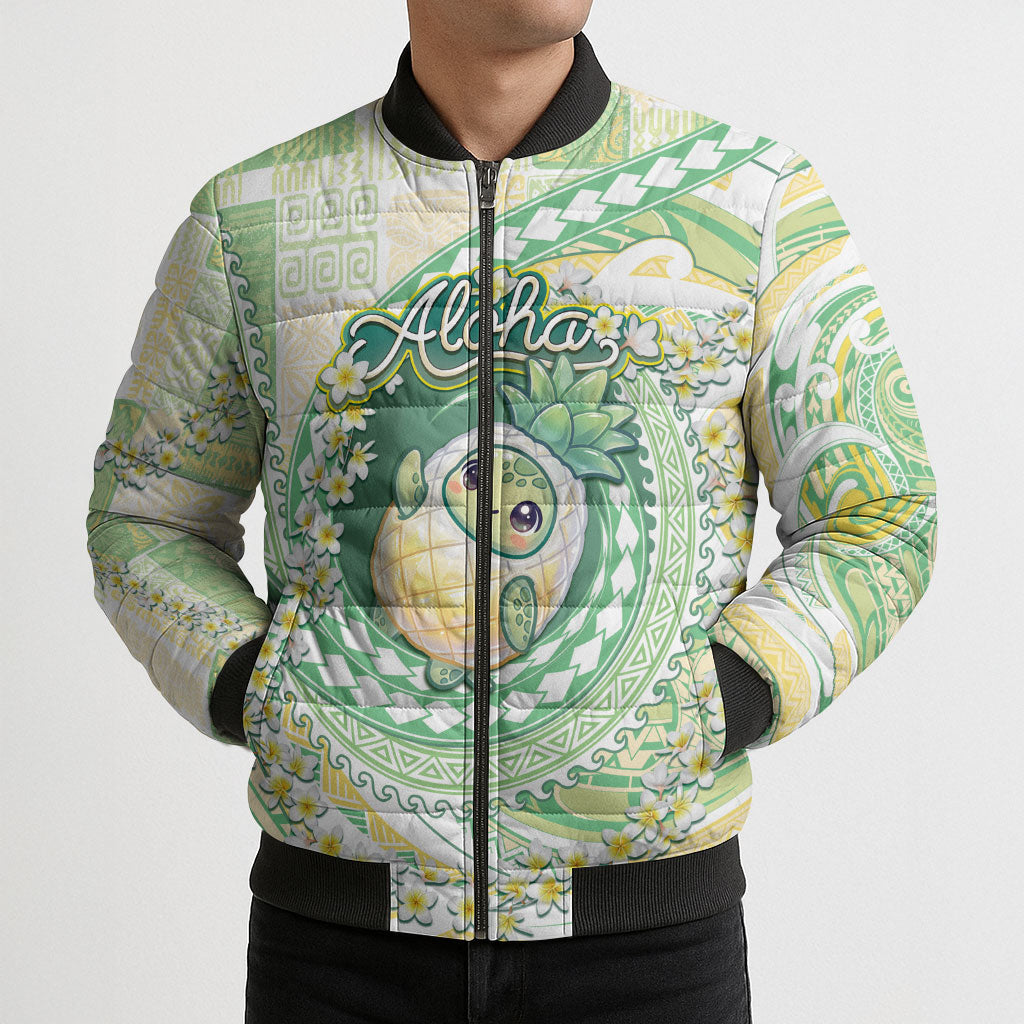Hawaii Pineapple Bomber Puffer Jacket Cute Cosplay Turtle Plumeria Spiral