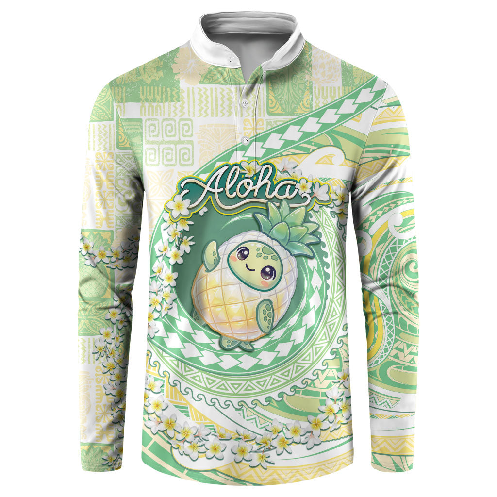 Hawaii Pineapple Button Sweatshirt Cute Cosplay Turtle Plumeria Spiral