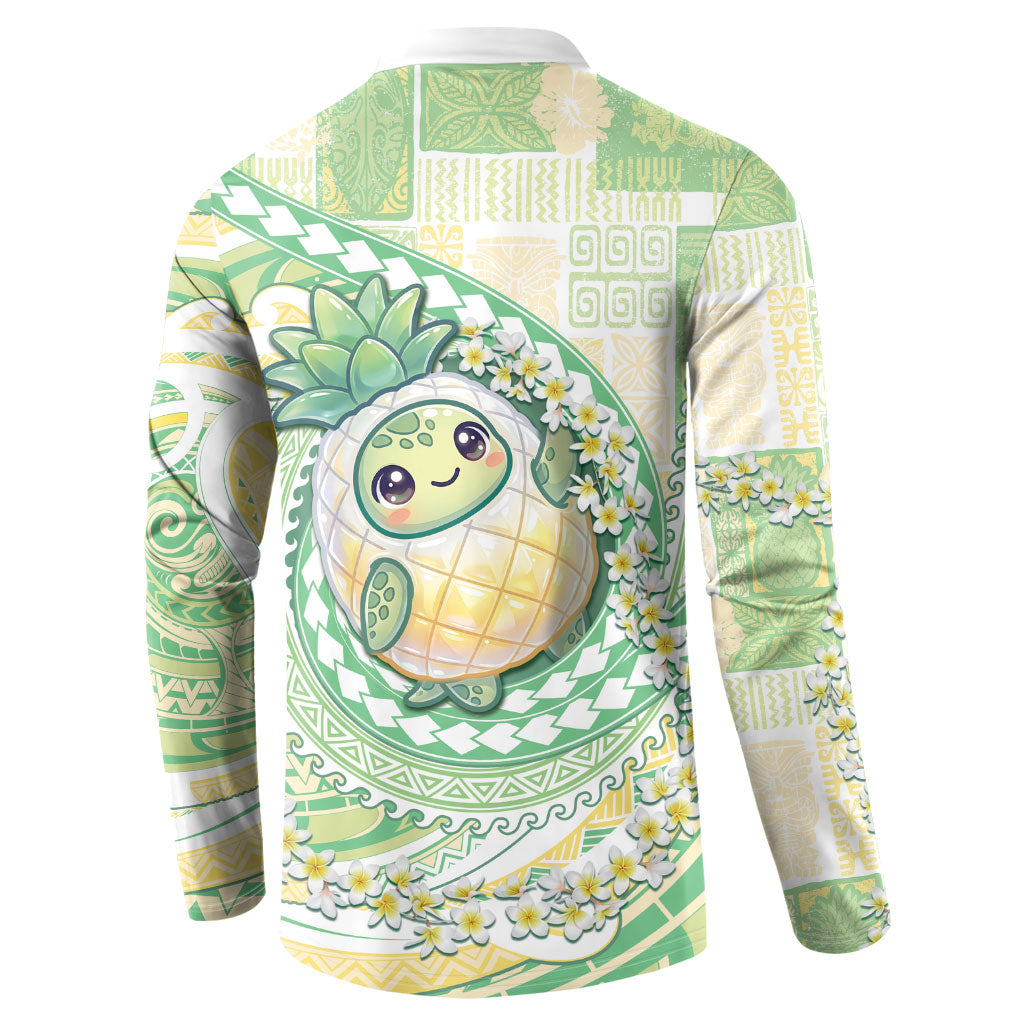 Hawaii Pineapple Button Sweatshirt Cute Cosplay Turtle Plumeria Spiral