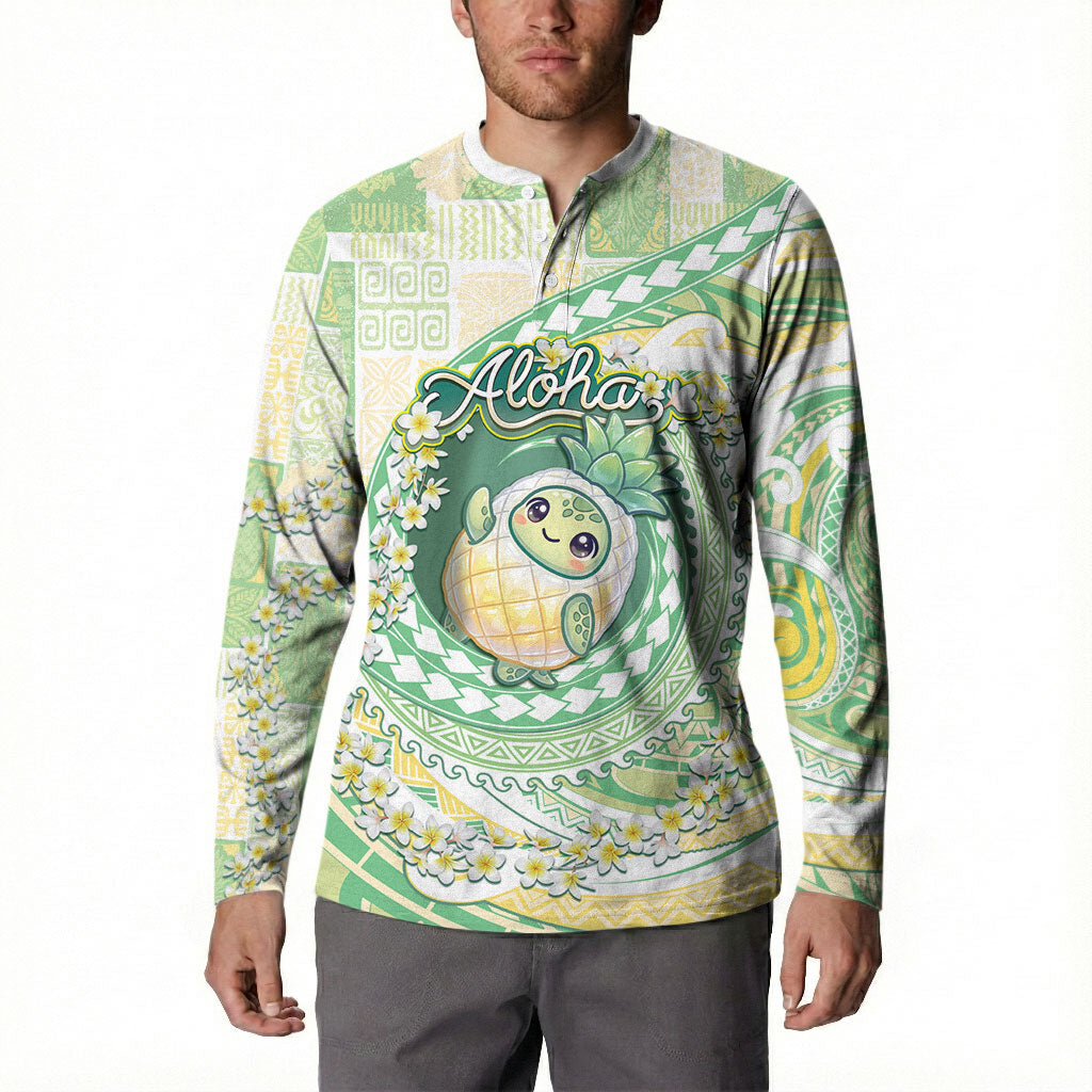 Hawaii Pineapple Button Sweatshirt Cute Cosplay Turtle Plumeria Spiral