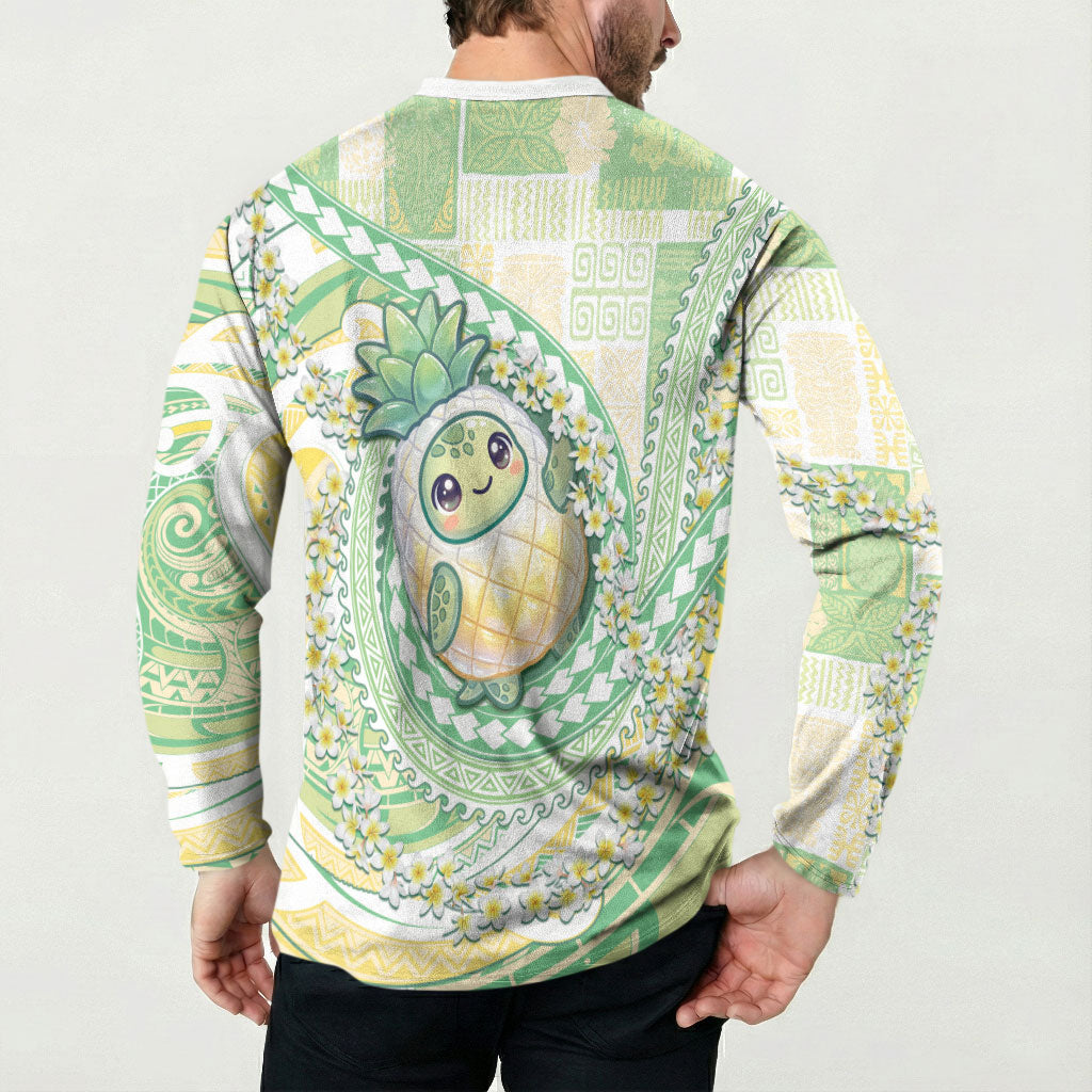 Hawaii Pineapple Button Sweatshirt Cute Cosplay Turtle Plumeria Spiral
