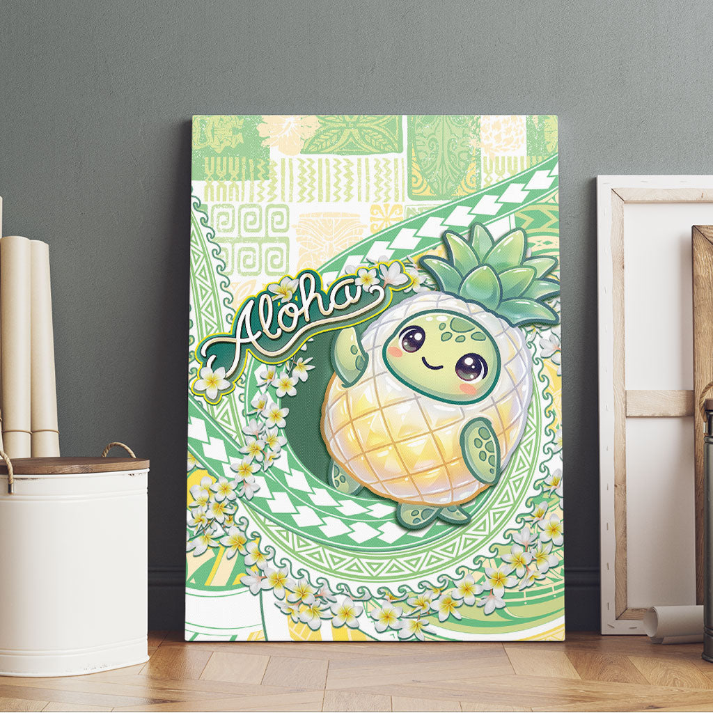 Hawaii Pineapple Canvas Wall Art Cute Cosplay Turtle Plumeria Spiral