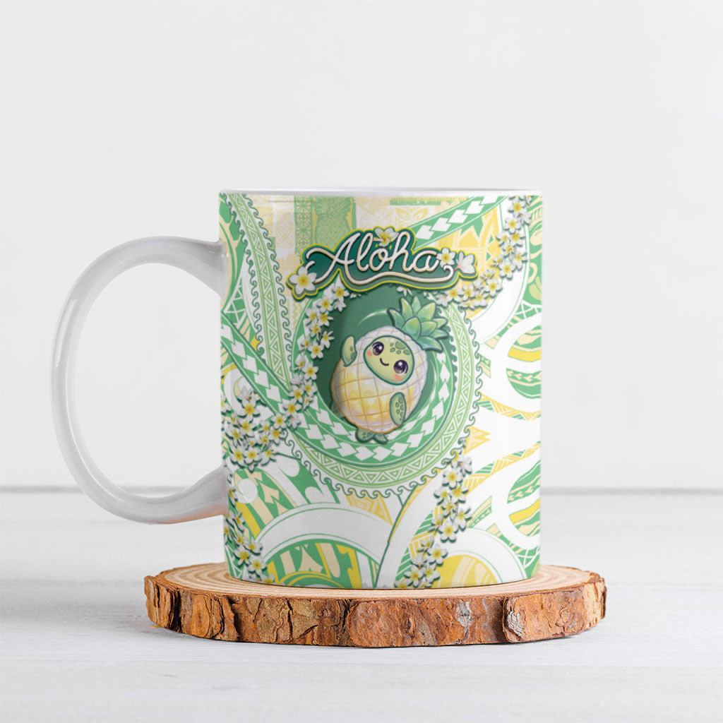 Hawaii Pineapple Ceramic Mug Cute Cosplay Turtle Plumeria Spiral