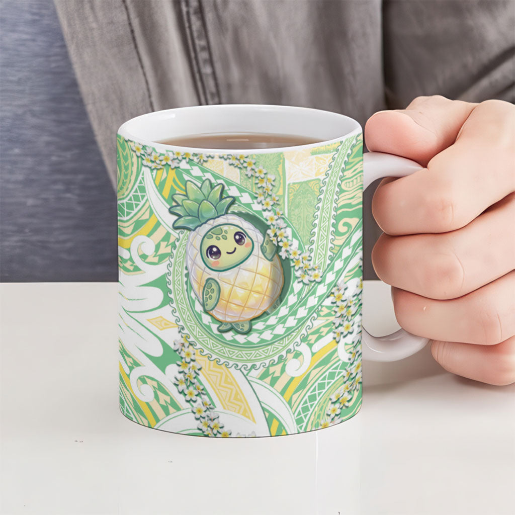 Hawaii Pineapple Ceramic Mug Cute Cosplay Turtle Plumeria Spiral