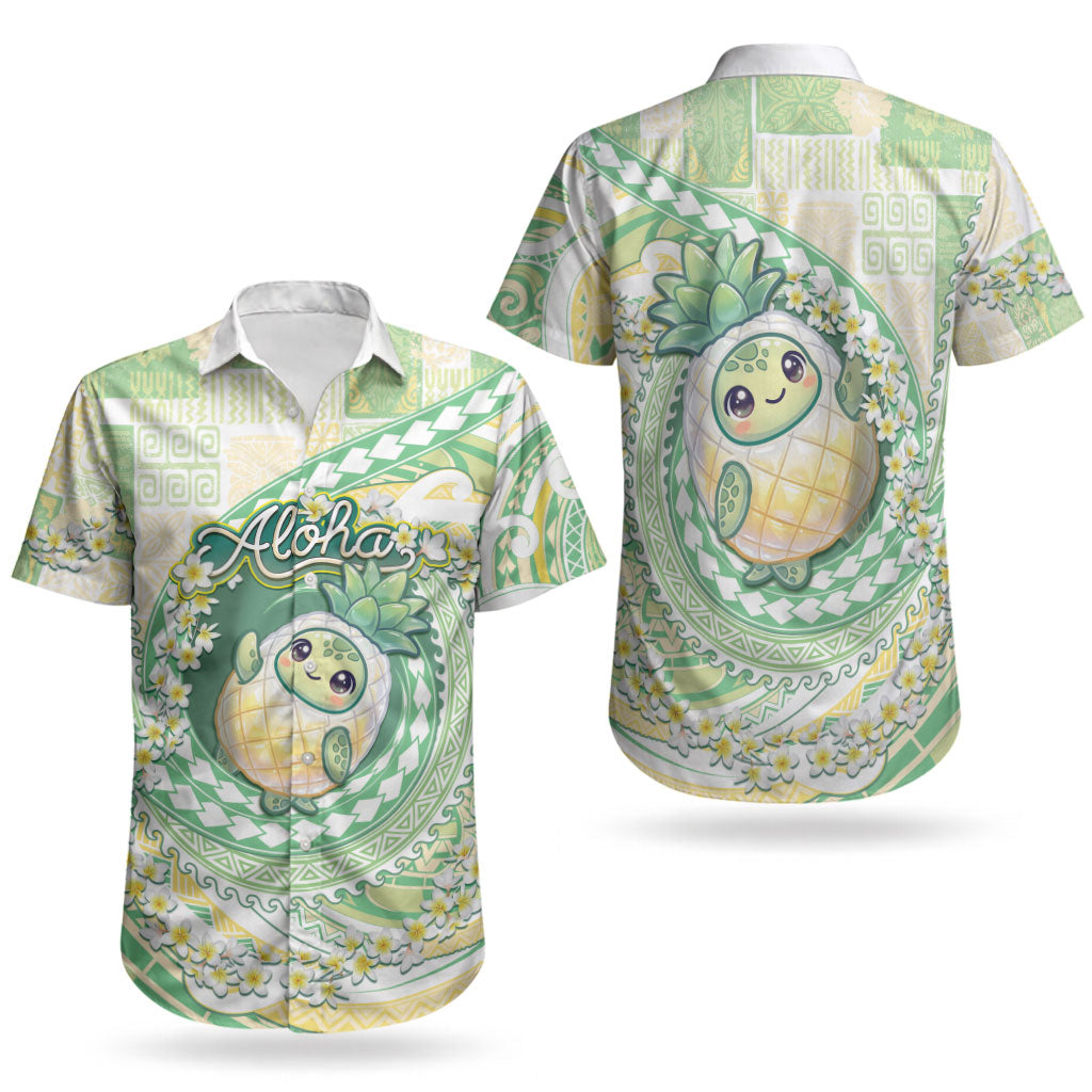 Hawaii Pineapple Couples Matching Mermaid Dress and Hawaiian Shirt Cute Cosplay Turtle Plumeria Spiral