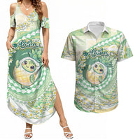 Hawaii Pineapple Couples Matching Summer Maxi Dress and Hawaiian Shirt Cute Cosplay Turtle Plumeria Spiral