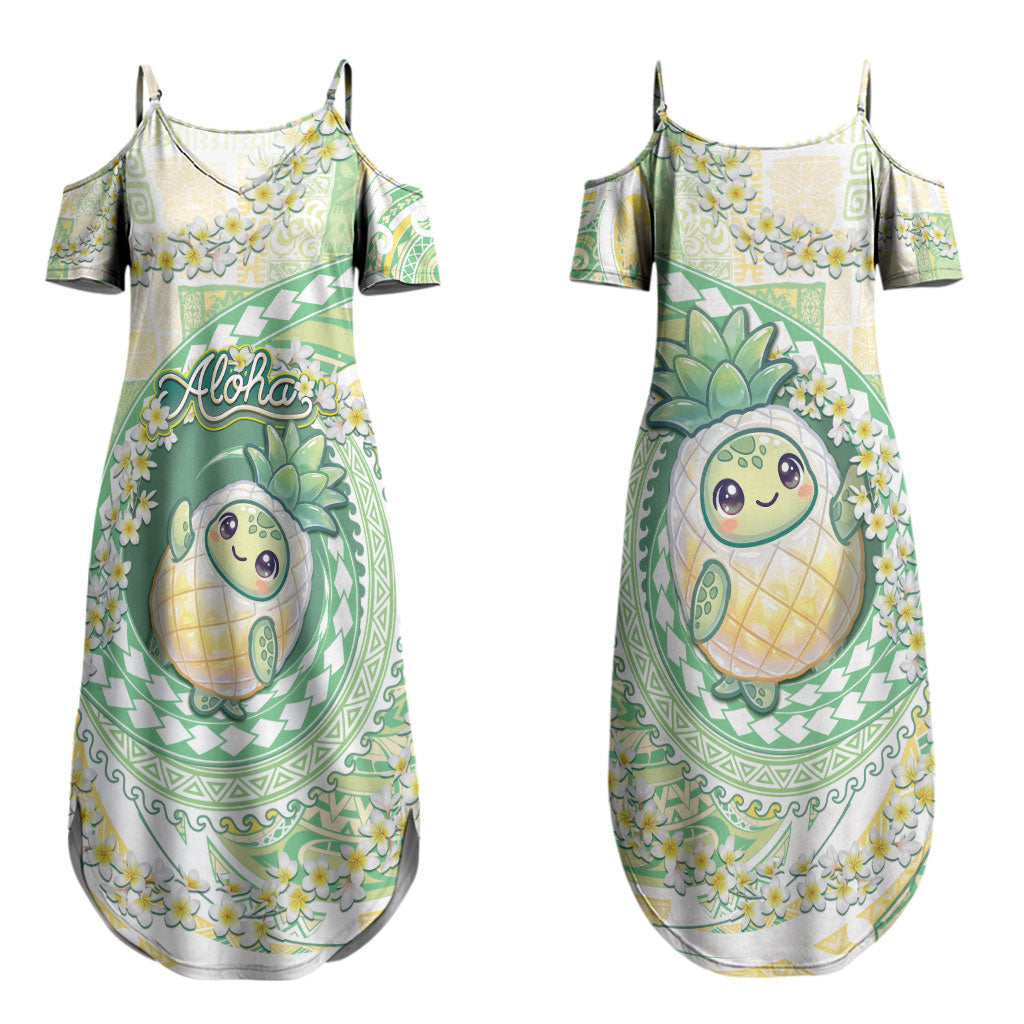 Hawaii Pineapple Couples Matching Summer Maxi Dress and Long Sleeve Button Shirt Cute Cosplay Turtle Plumeria Spiral