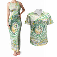 Hawaii Pineapple Couples Matching Tank Maxi Dress and Hawaiian Shirt Cute Cosplay Turtle Plumeria Spiral