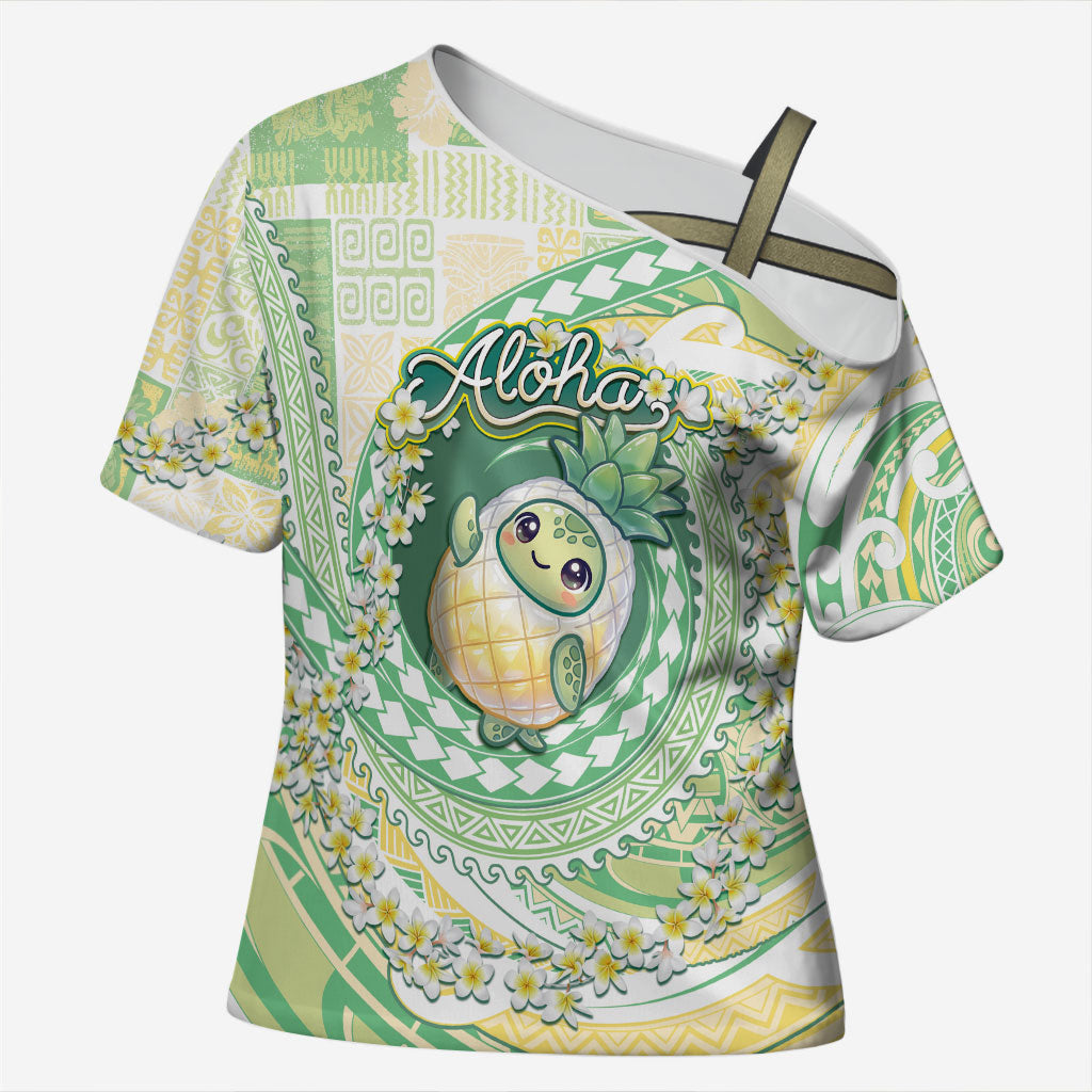 Hawaii Pineapple Cross Shoulder Shirt Cute Cosplay Turtle Plumeria Spiral