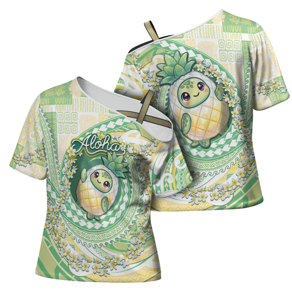 Hawaii Pineapple Cross Shoulder Shirt Cute Cosplay Turtle Plumeria Spiral