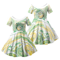 Hawaii Pineapple Family Matching Off The Shoulder Long Sleeve Dress and Hawaiian Shirt Cute Cosplay Turtle Plumeria Spiral