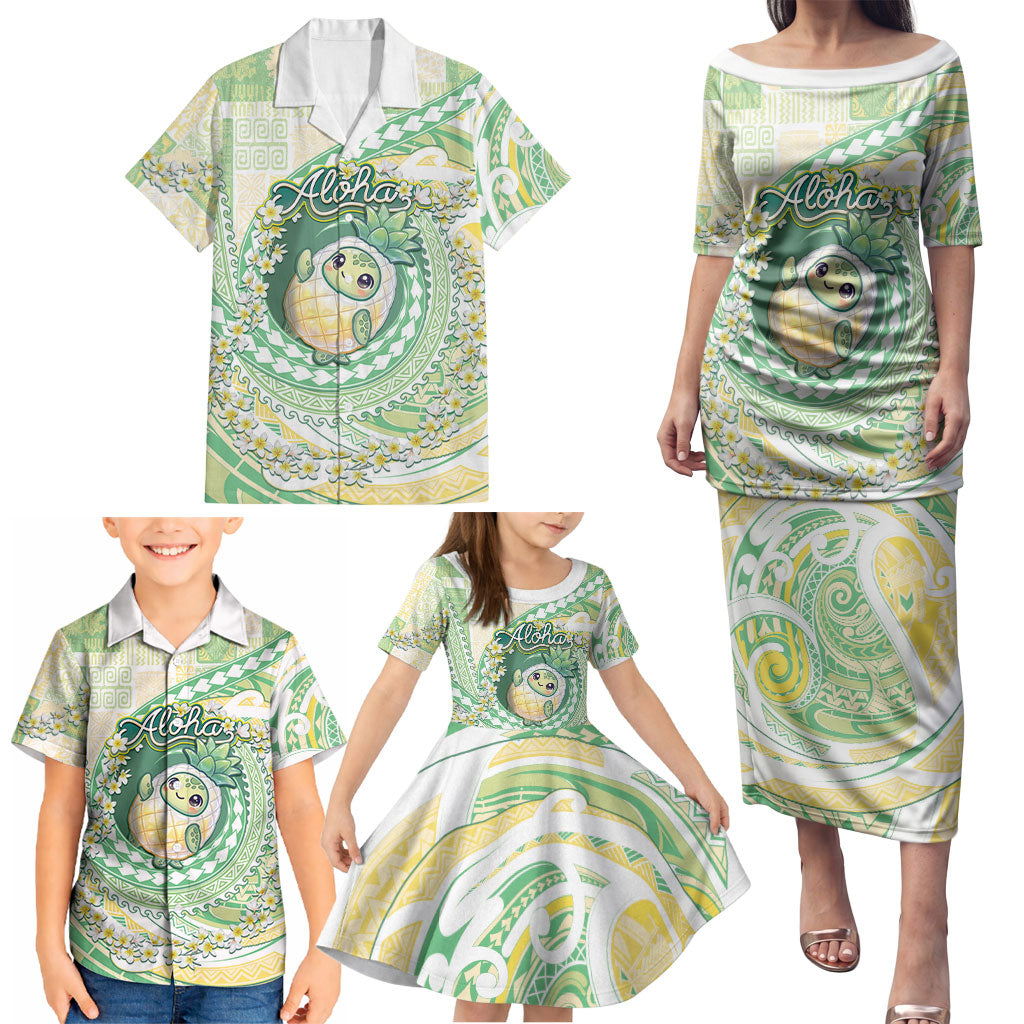 Hawaii Pineapple Family Matching Puletasi and Hawaiian Shirt Cute Cosplay Turtle Plumeria Spiral DT05 - Polynesian Pride
