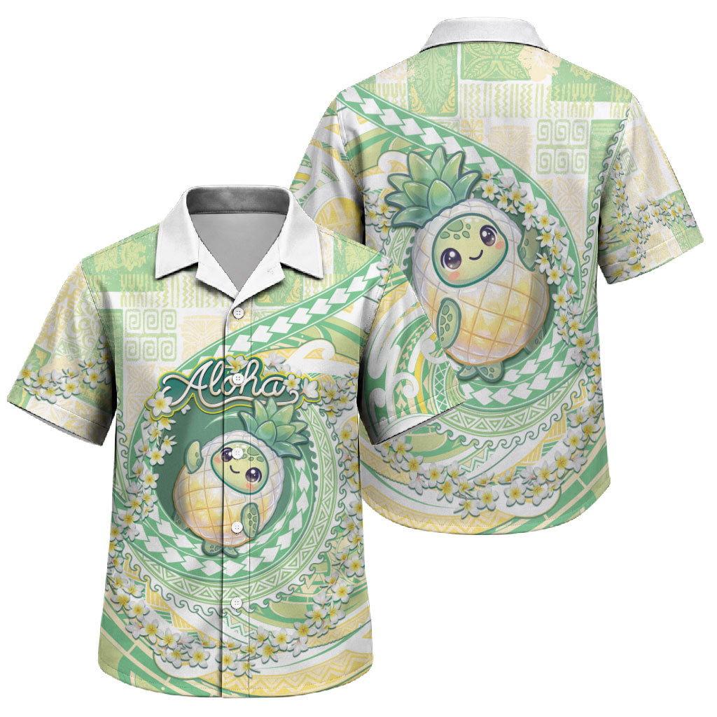 Hawaii Pineapple Family Matching Puletasi and Hawaiian Shirt Cute Cosplay Turtle Plumeria Spiral
